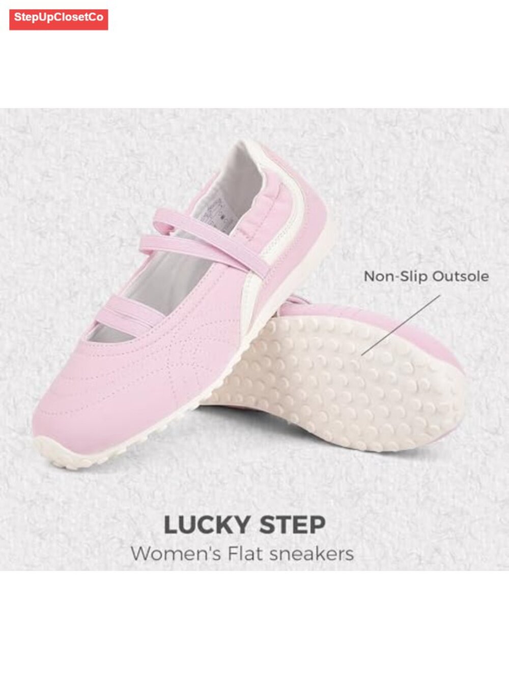 Mary Jane Sneakers Slip On Flats Ballet with Elastic Strap Closed Toe - Picture 2 of 6